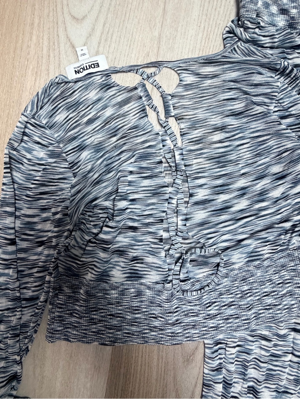 Express Blue and White Striped Swim Coverup with Lattice Front